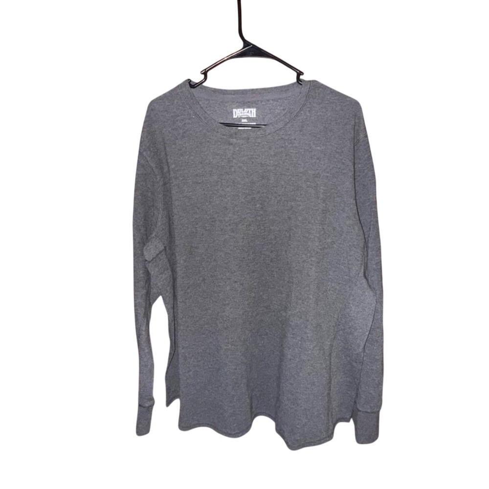Duluth Trading Co Thermal Shirt 2XL Gray Long Sleeve Waffle Knit Crew Neck Top